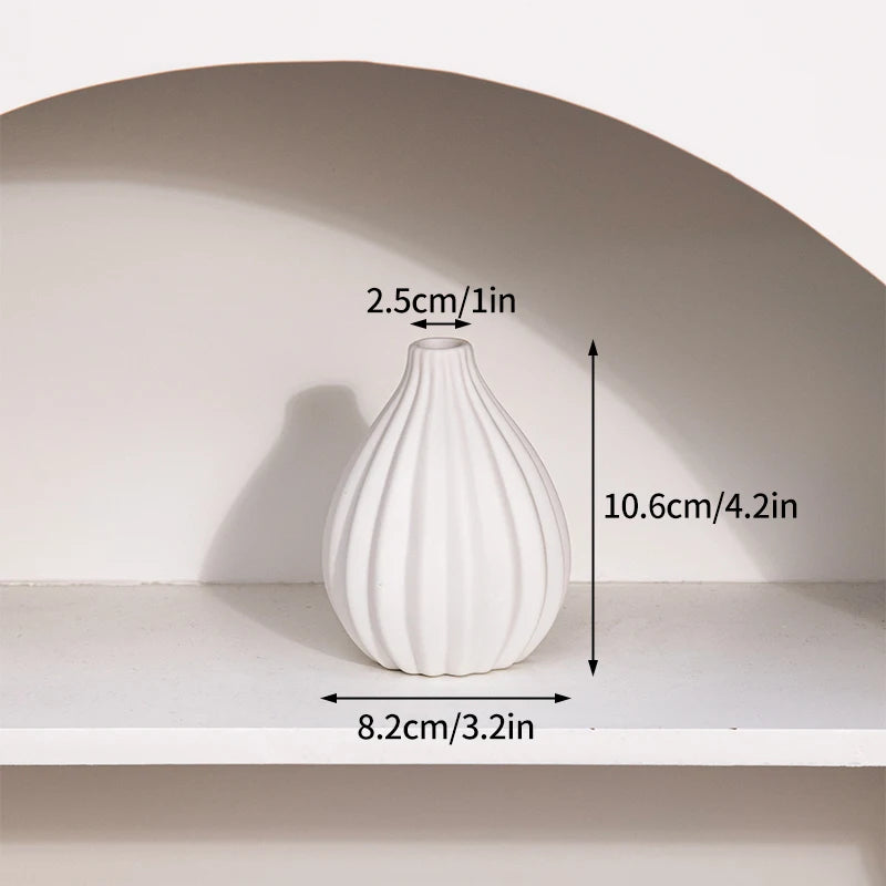 White Ceramic Bud Vase Decorative Nordic Home Decor