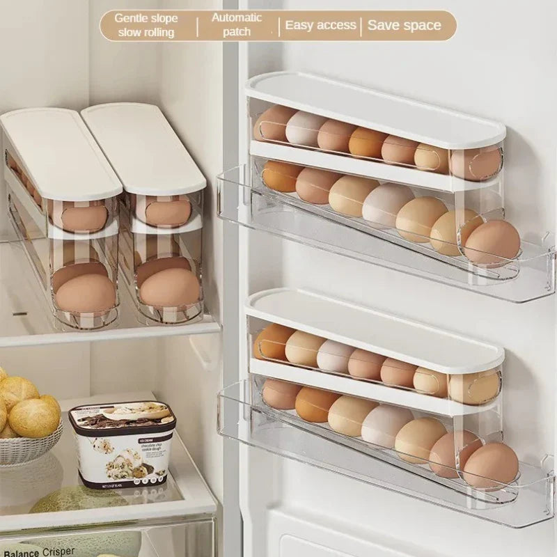 Egg Storage Box Automatic Rolling Dispenser Plastic