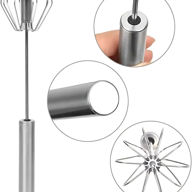 4-Speed Manual Handheld Blender - 304 Stainless Steel Egg Beater