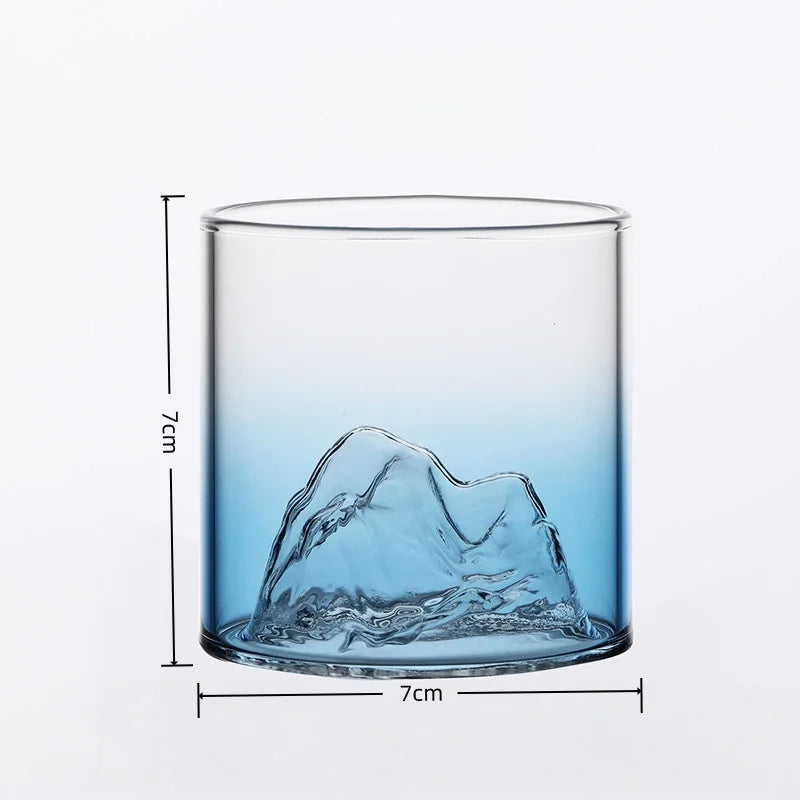 3D Mountain Whiskey Glass with Wooden Gift Box