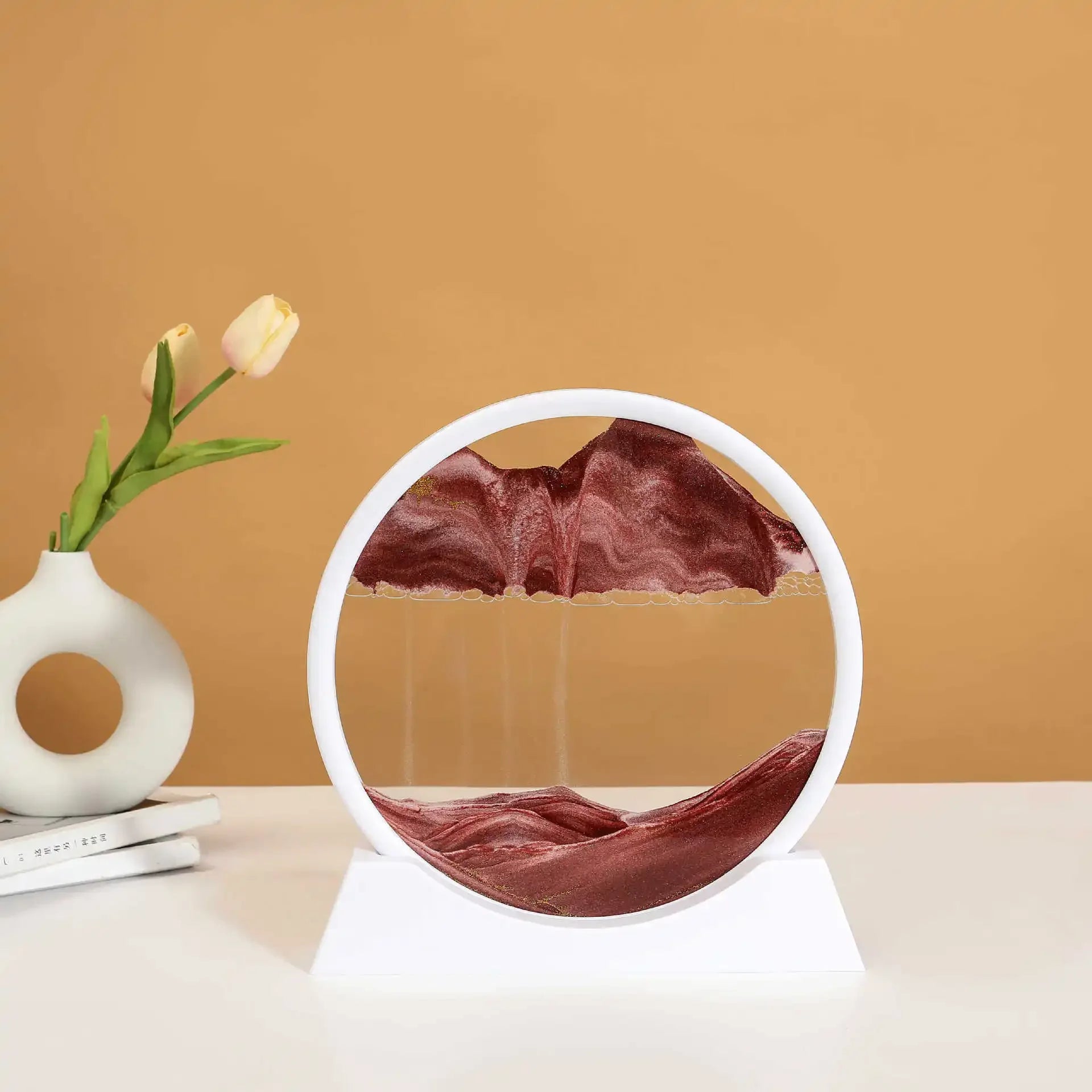 3D Moving Sand Art Round Glass Deep Sea Liquid Hourglass