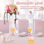 Pink Wine Glass Set 12 Piece 8 oz Embossed Goblets