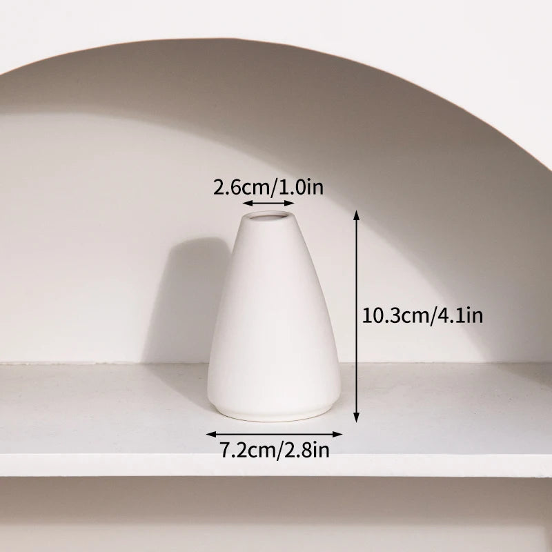 White Ceramic Bud Vase Decorative Nordic Home Decor