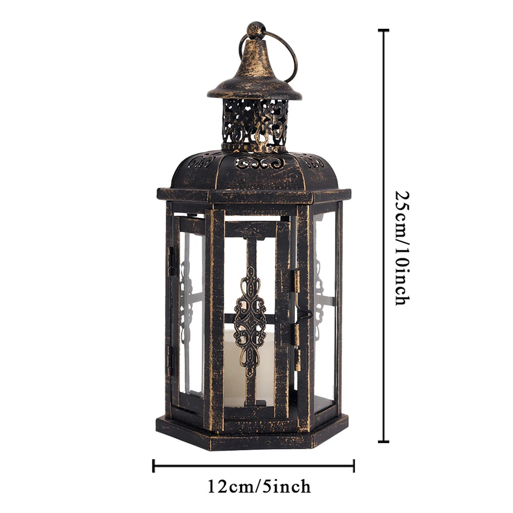 Black Iron Nordic Candle Holder Lanterns for Home Decor