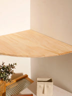 Burlywood Wood Corner Shelf for Living Room Storage