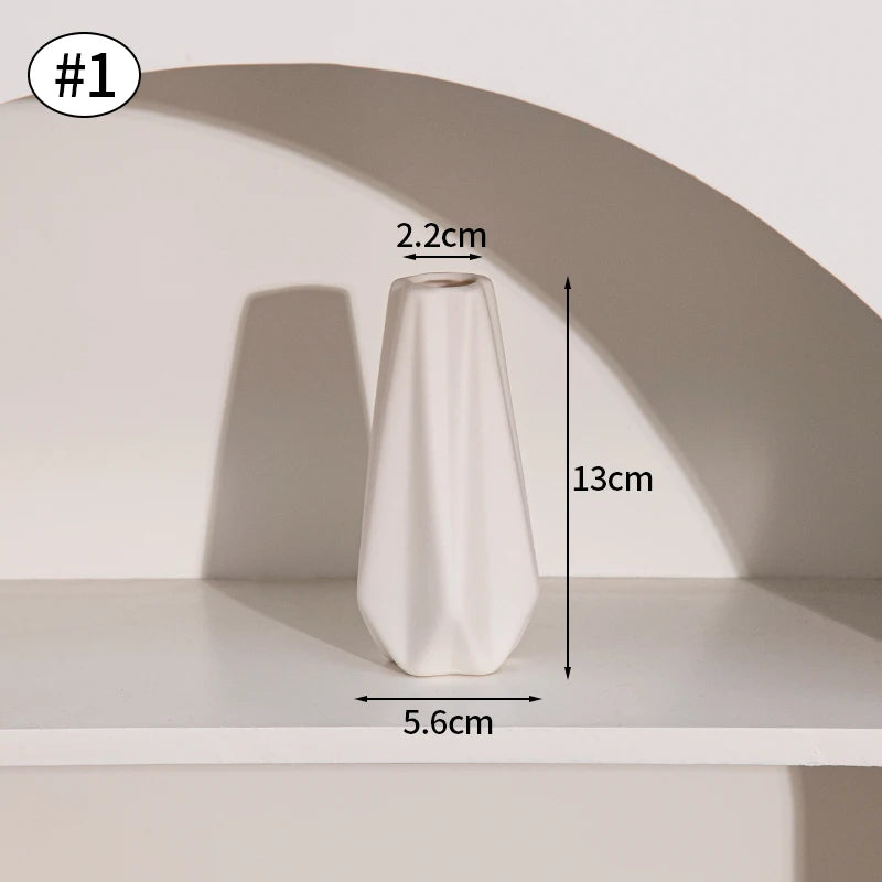 White Ceramic Bud Vase Decorative Nordic Home Decor
