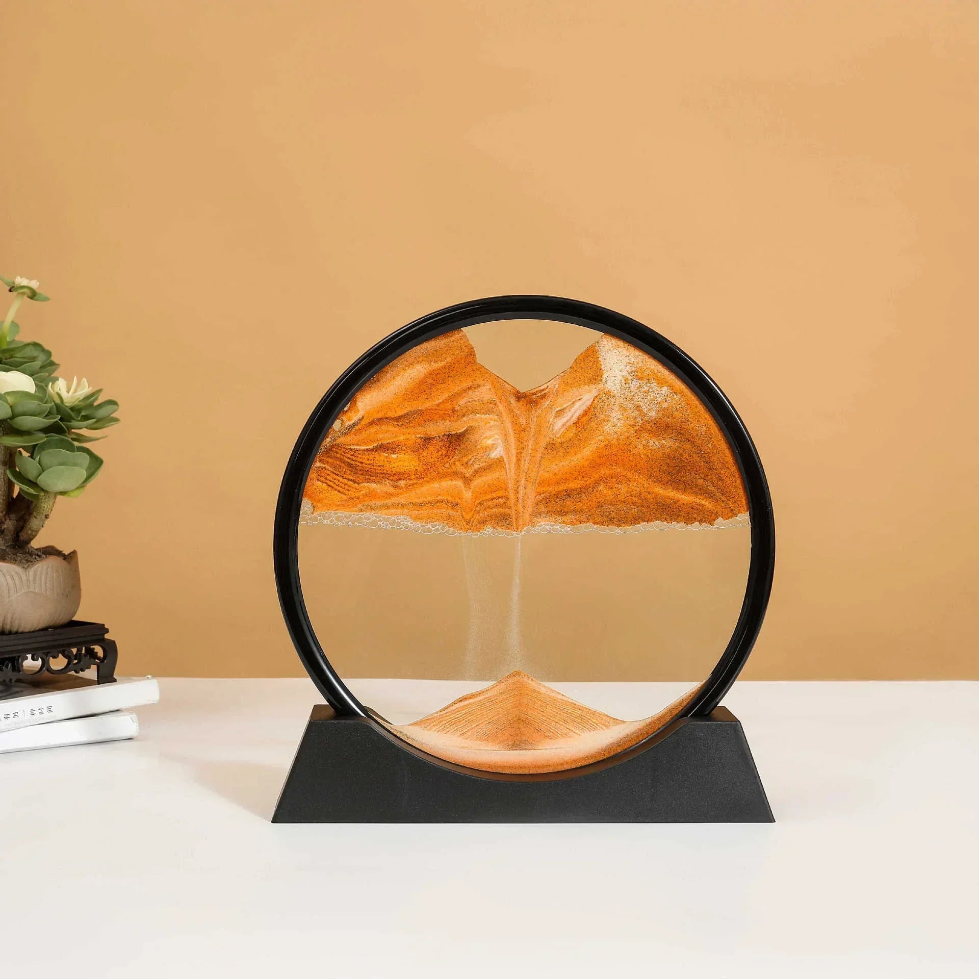 3D Moving Sand Art Round Glass Deep Sea Liquid Hourglass
