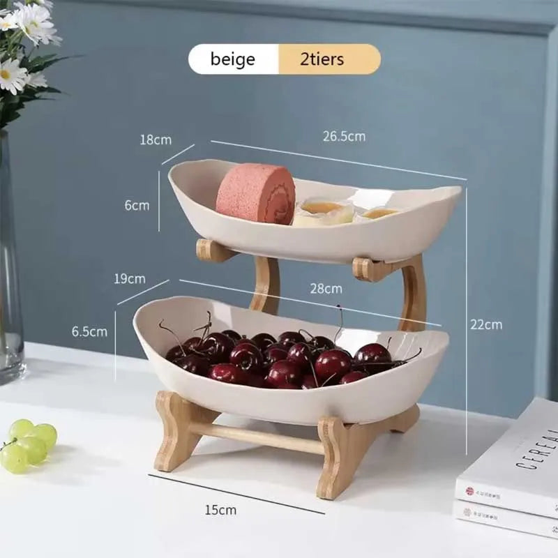 Plastic Oval Fruit Plate 2/3 Layer Snack Dish