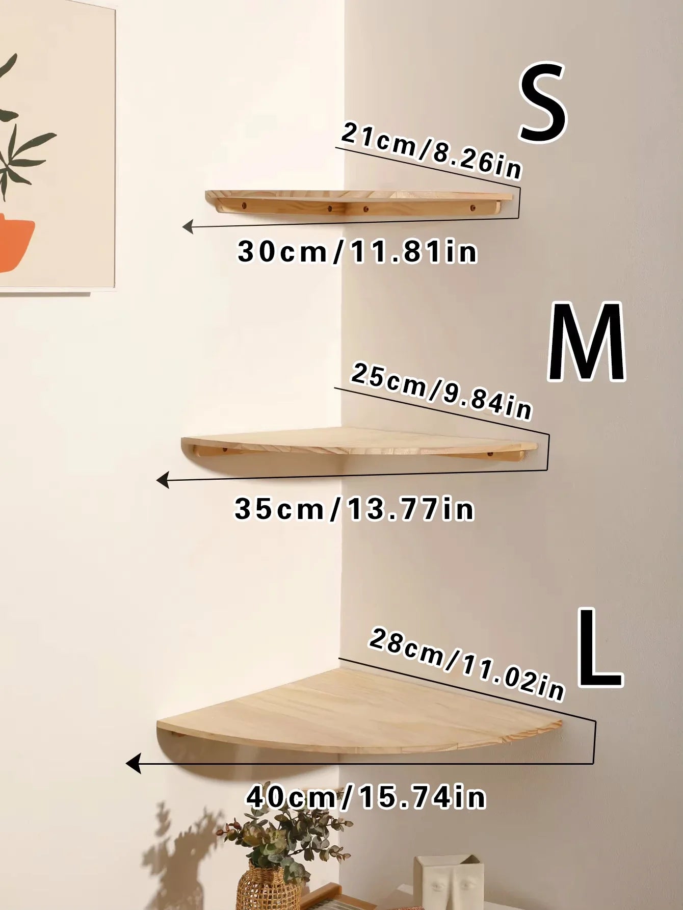 Burlywood Wood Corner Shelf for Living Room Storage