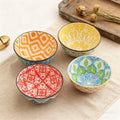 Bohemian Ceramic Bowl Set 4-Piece Dishwasher Safe