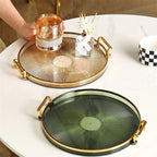 Transparent Rotating Tray with Handle for Cosmetics and Snacks