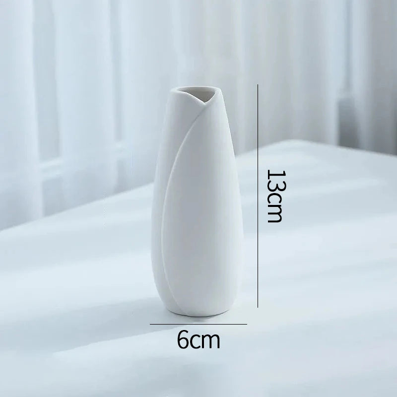 White Ceramic Bud Vase Decorative Nordic Home Decor