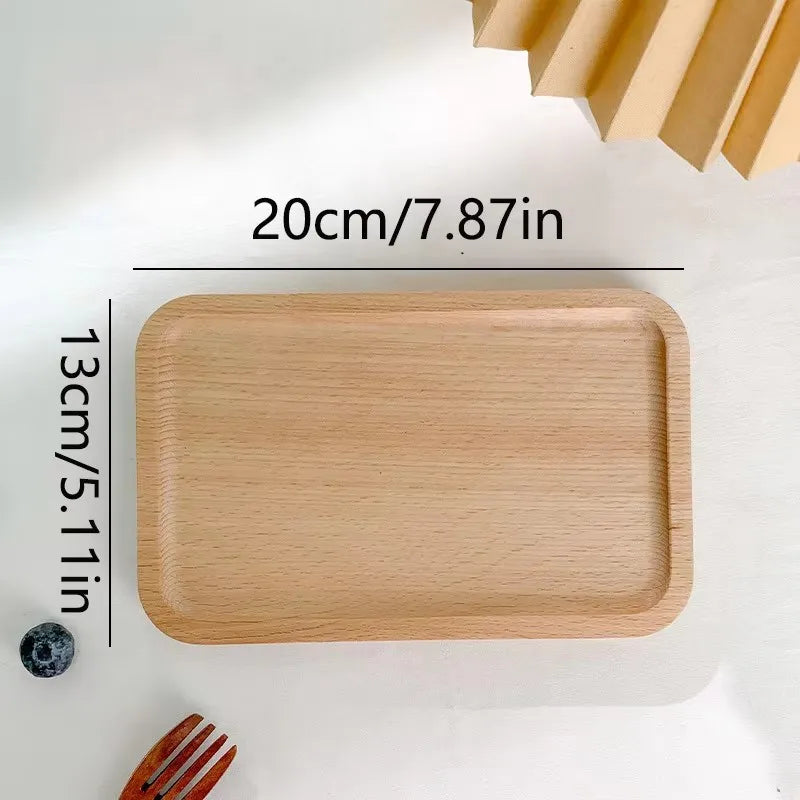 Wooden Round Dessert Plate Tray for Coffee and Tea