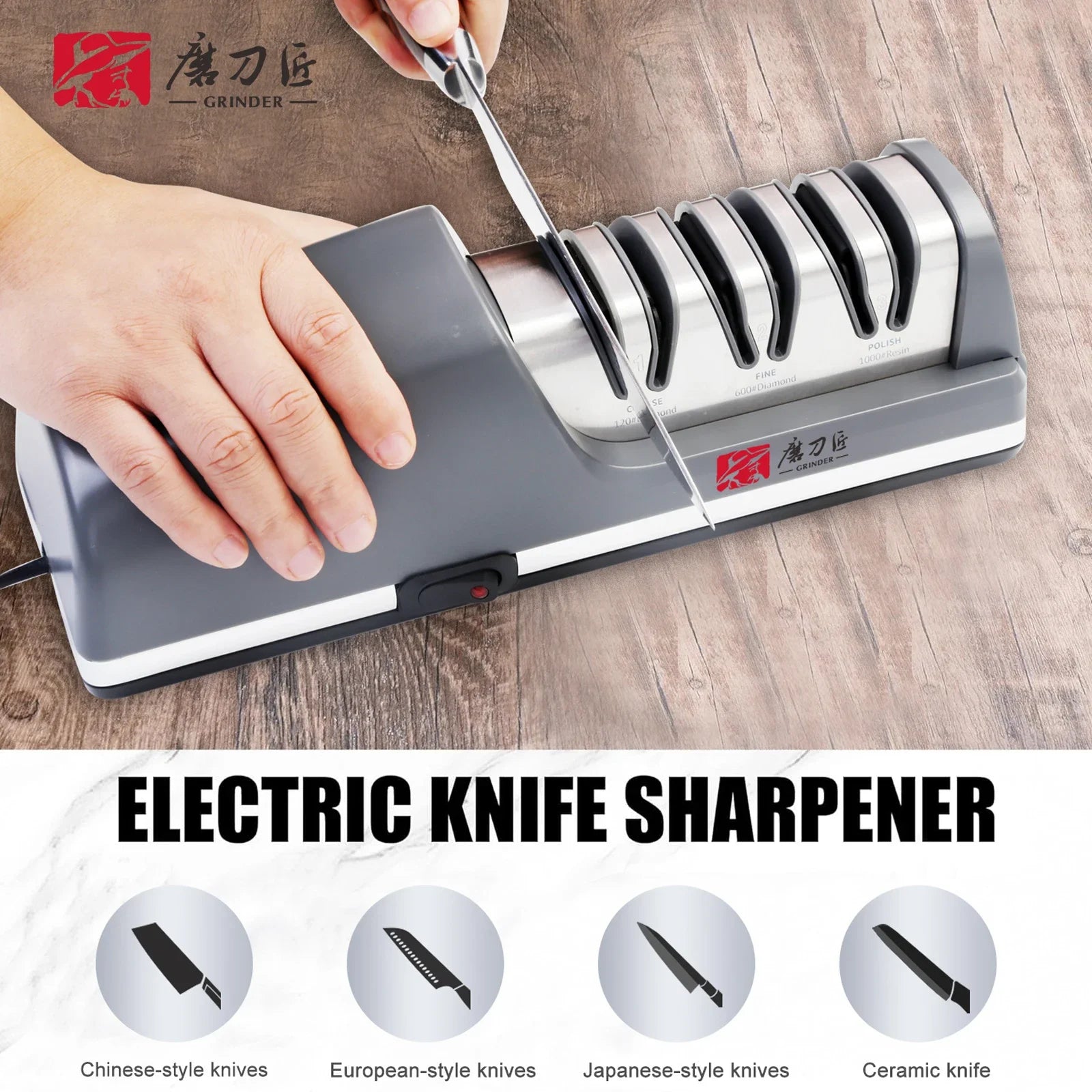 Electric Knife Sharpener TG2403 15-Degree Bevel Grinding