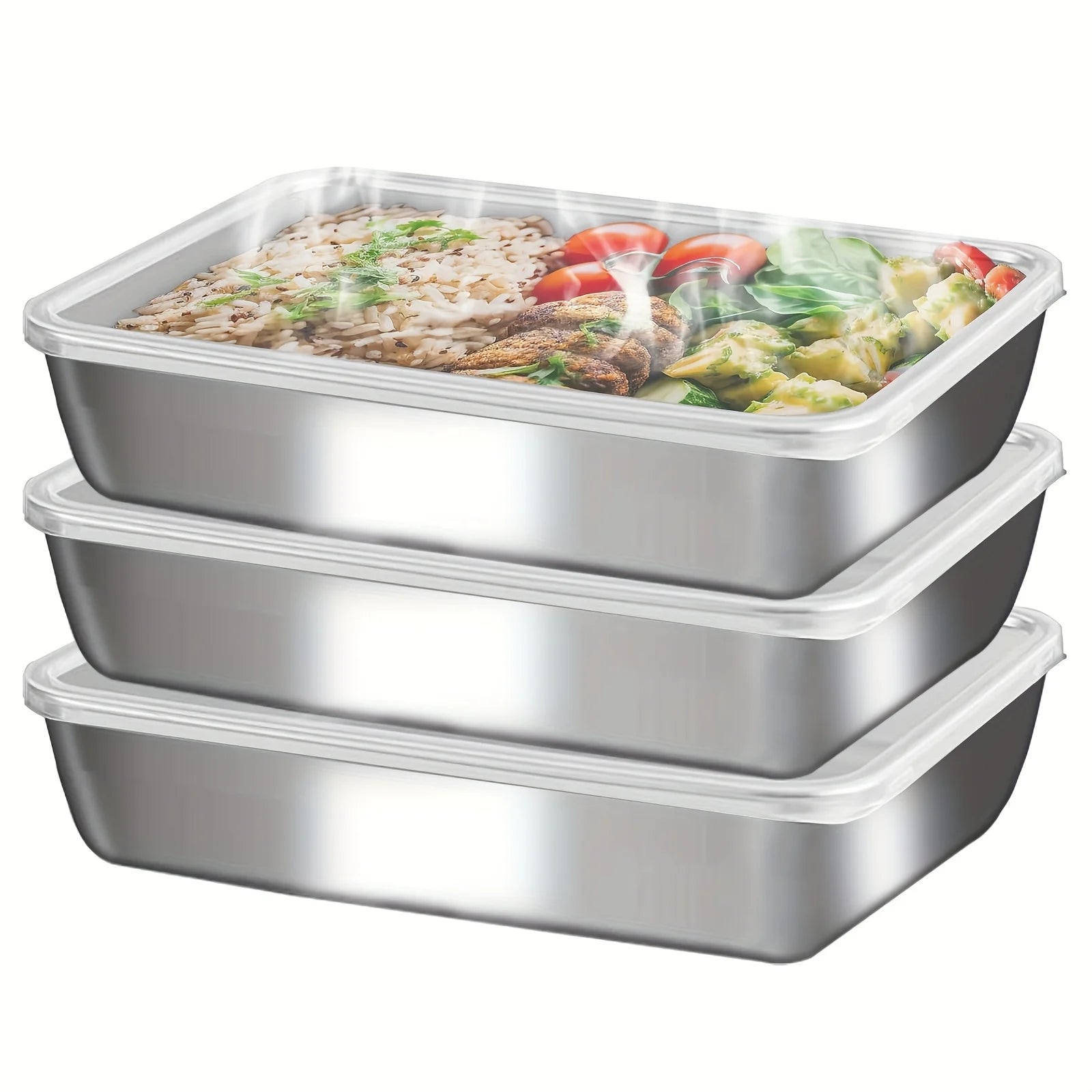Stainless Steel Food Containers Lunch Box 3pcs Leakproof