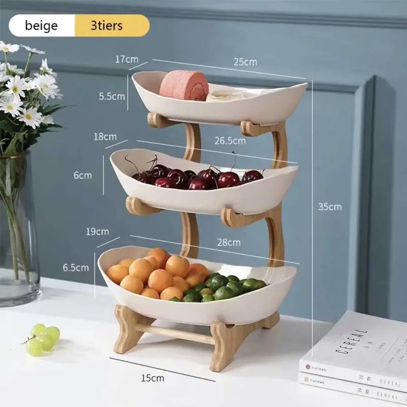 Plastic Oval Fruit Plate 2/3 Layer Snack Dish