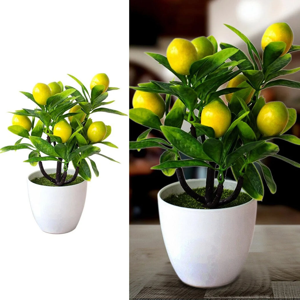 Artificial Lemon Tree 18CM Plastic Potted Plant Decoration