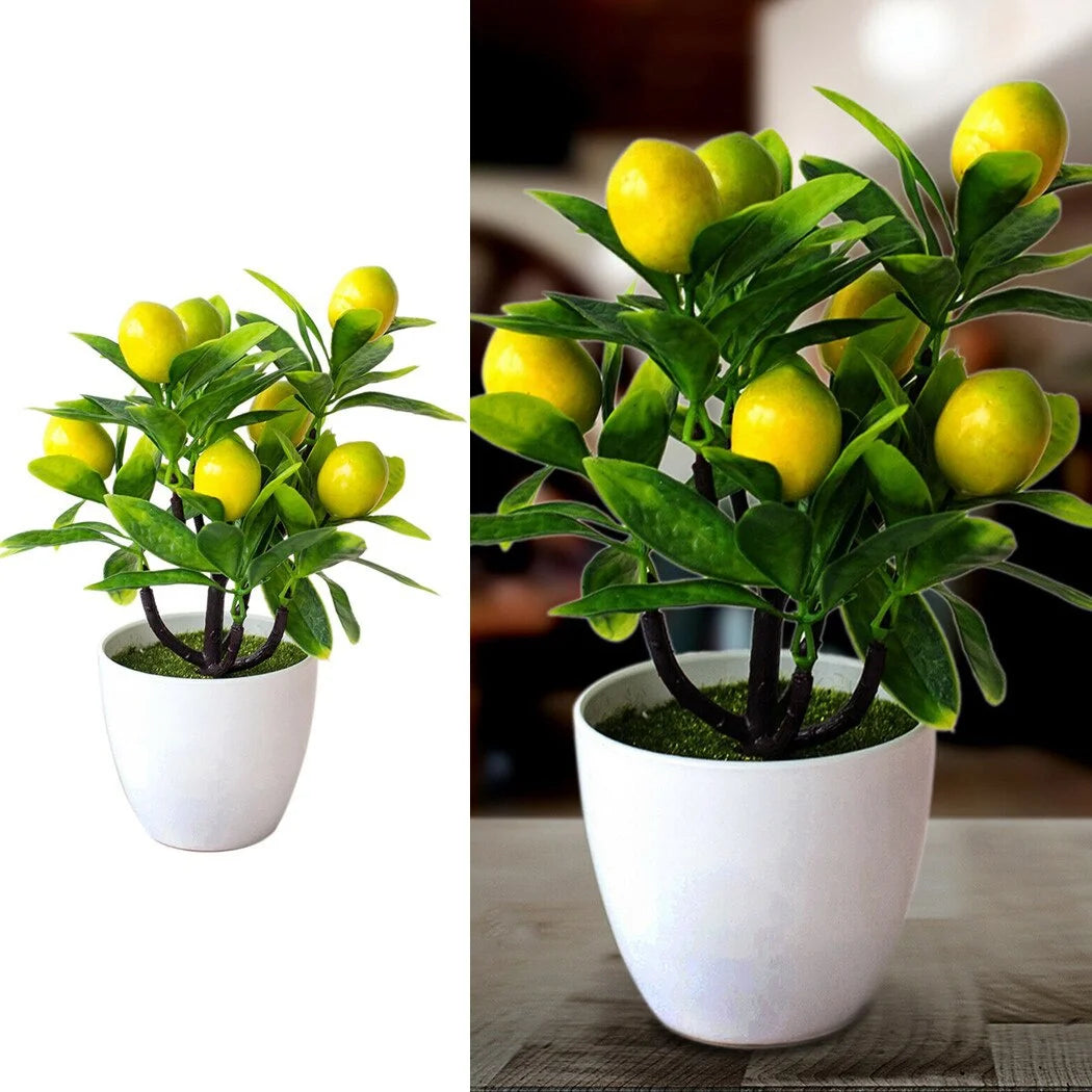 Artificial Lemon Tree 18CM Plastic Potted Plant Decoration
