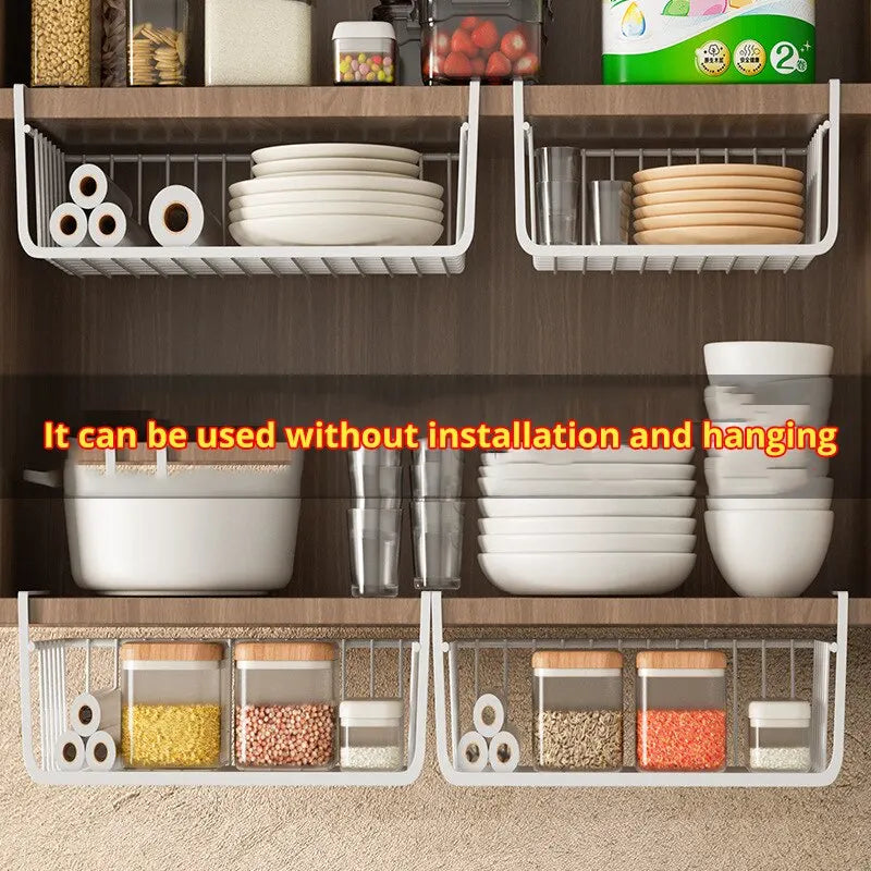 Iron Hanging Basket for Wardrobe and Kitchen Storage