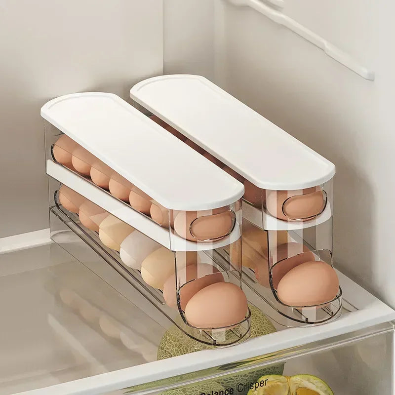 Egg Storage Box Automatic Rolling Dispenser Plastic