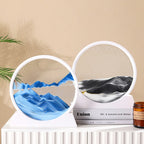 3D Moving Sand Art Round Glass Deep Sea Liquid Hourglass