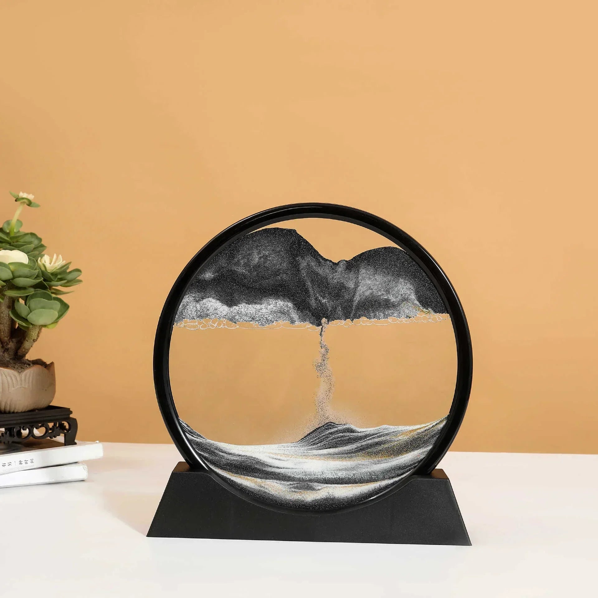 3D Moving Sand Art Round Glass Deep Sea Liquid Hourglass