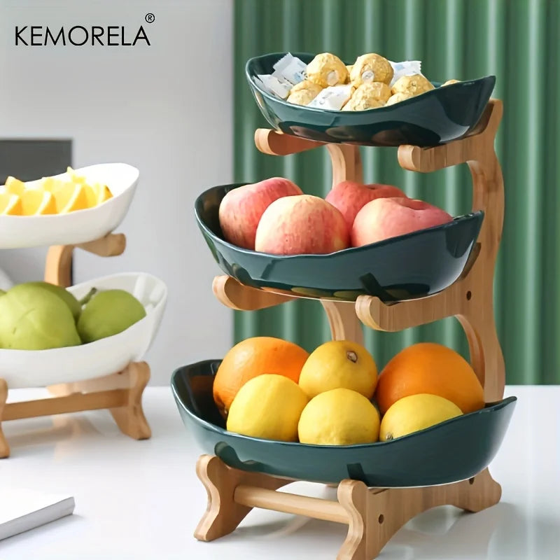 Fruit Plate 2/3 Layer Wooden Snack Dish for Home Use