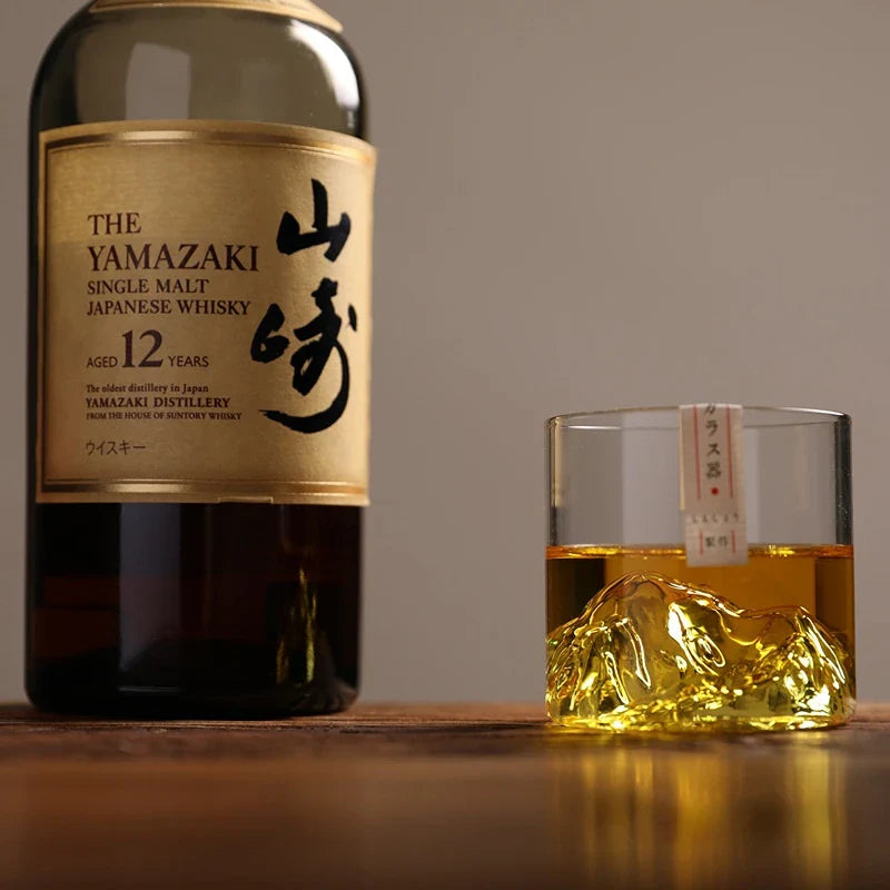 3D Mountain Whiskey Glass with Wooden Gift Box