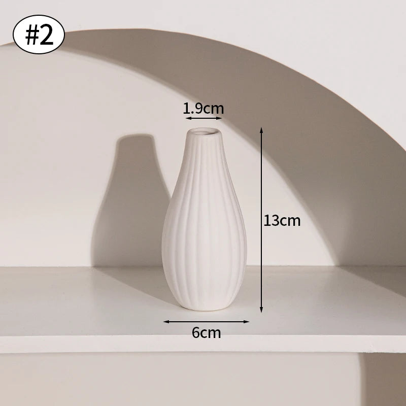 White Ceramic Bud Vase Decorative Nordic Home Decor