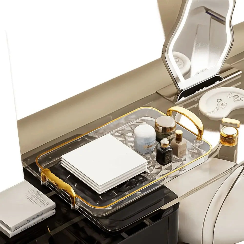 Storage Tray Clear Plastic Double Handle Large Capacity