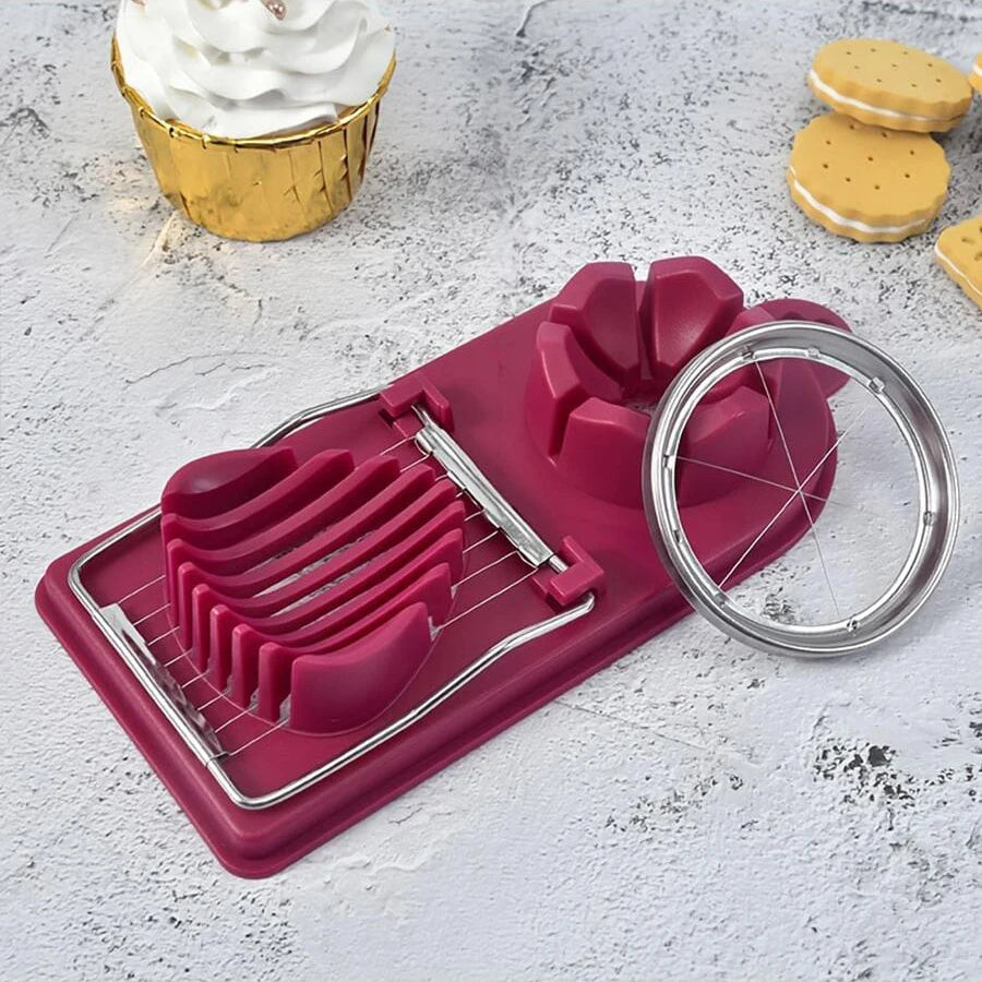2-in-1 Stainless Steel Wire Egg Cutter with PP Base