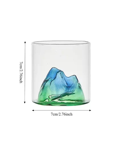 3D Mountain Whiskey Glass with Wooden Gift Box