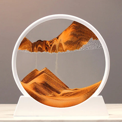 3D Moving Sand Art Round Glass Deep Sea Liquid Hourglass