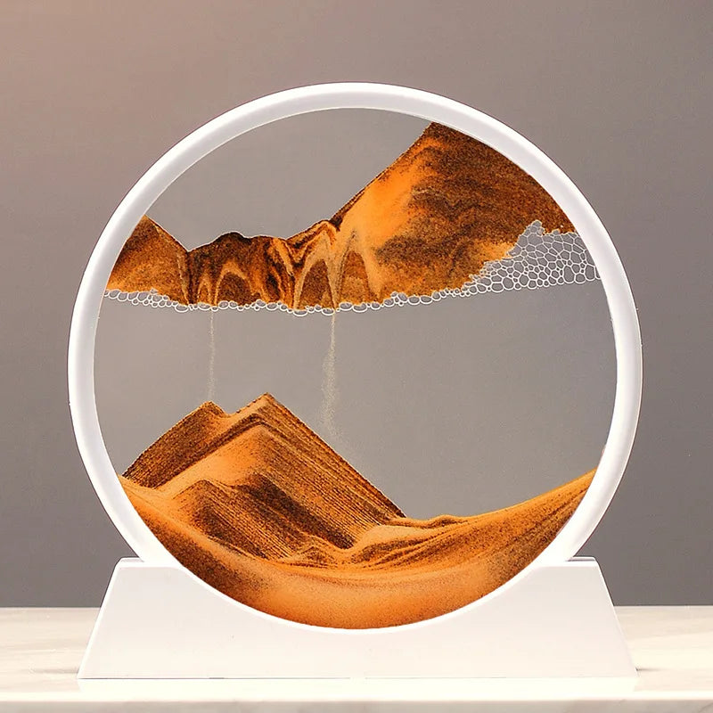 3D Moving Sand Art Round Glass Deep Sea Liquid Hourglass