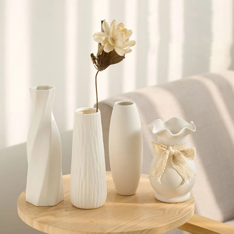 White Ceramic Bud Vase Decorative Nordic Home Decor