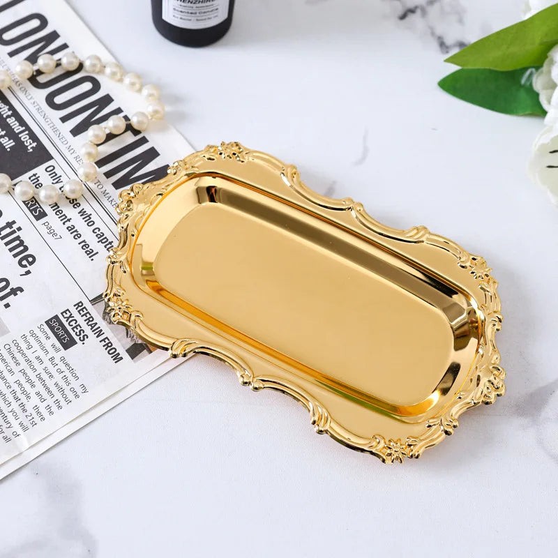 Vintage Stainless Steel Serving Tray for Desserts and Jewelry
