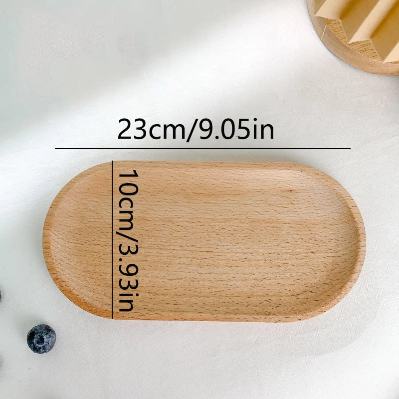 Wooden Round Dessert Plate Tray for Coffee and Tea