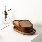 Wooden Snack Tray Round Rectangle Serving Plate