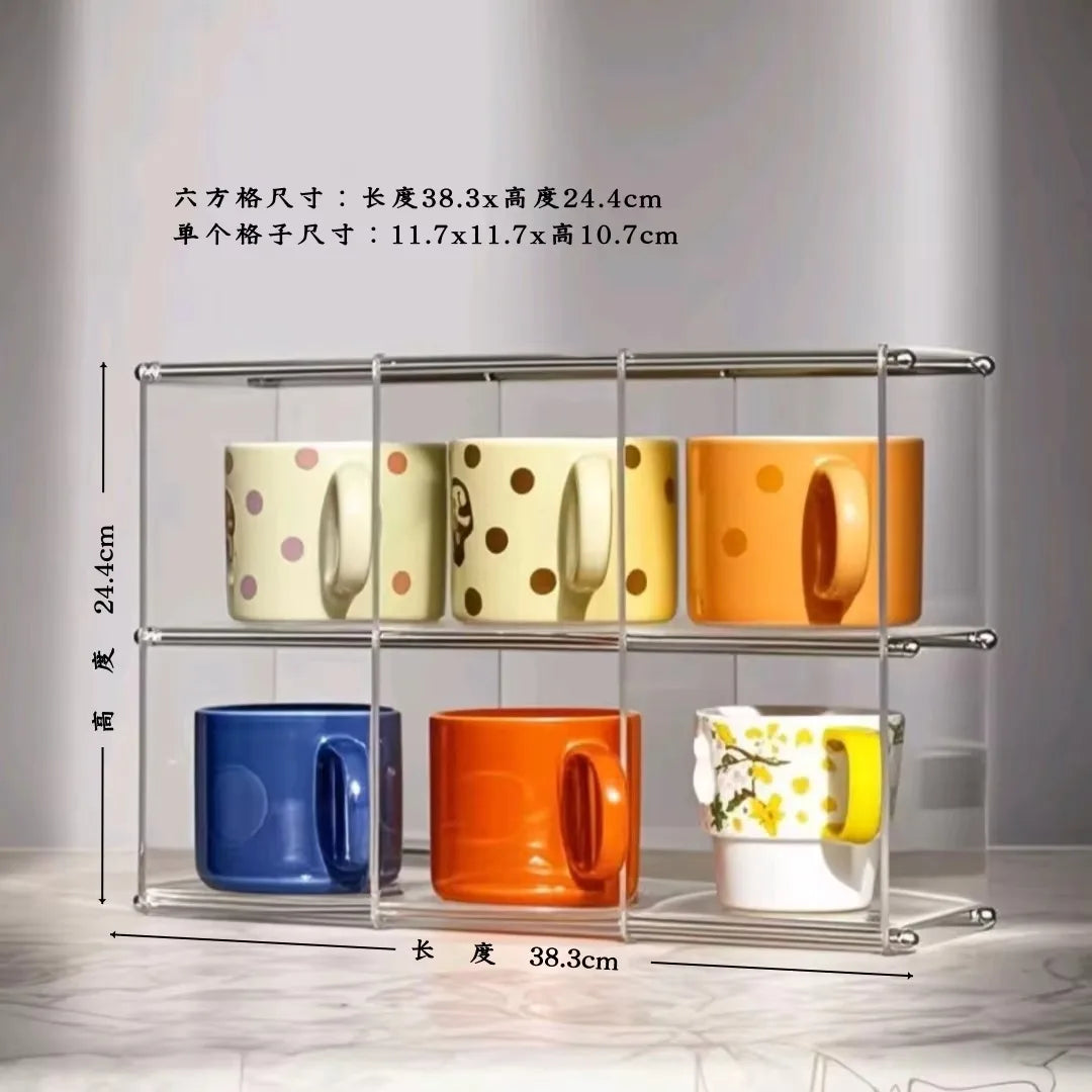 Acrylic Kitchen Countertop Tea Set Storage Rack