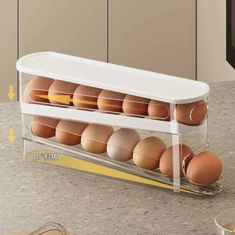 Egg Storage Box Automatic Rolling Dispenser Plastic