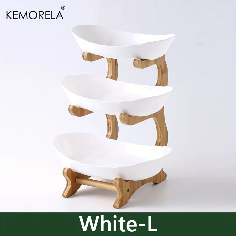 Fruit Plate 2/3 Layer Wooden Snack Dish for Home Use