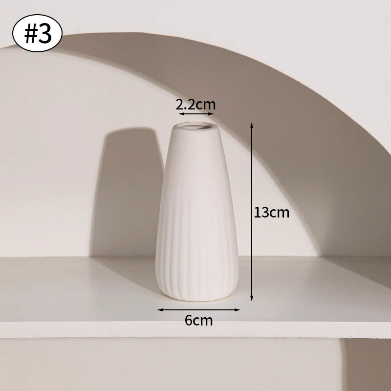 White Ceramic Bud Vase Decorative Nordic Home Decor