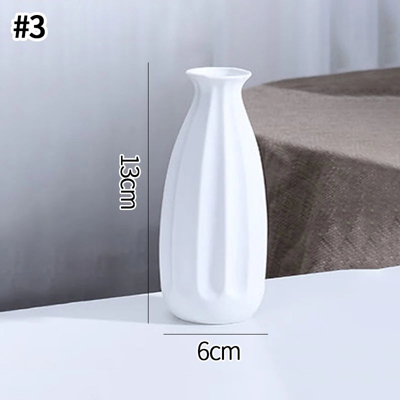 White Ceramic Bud Vase Decorative Nordic Home Decor