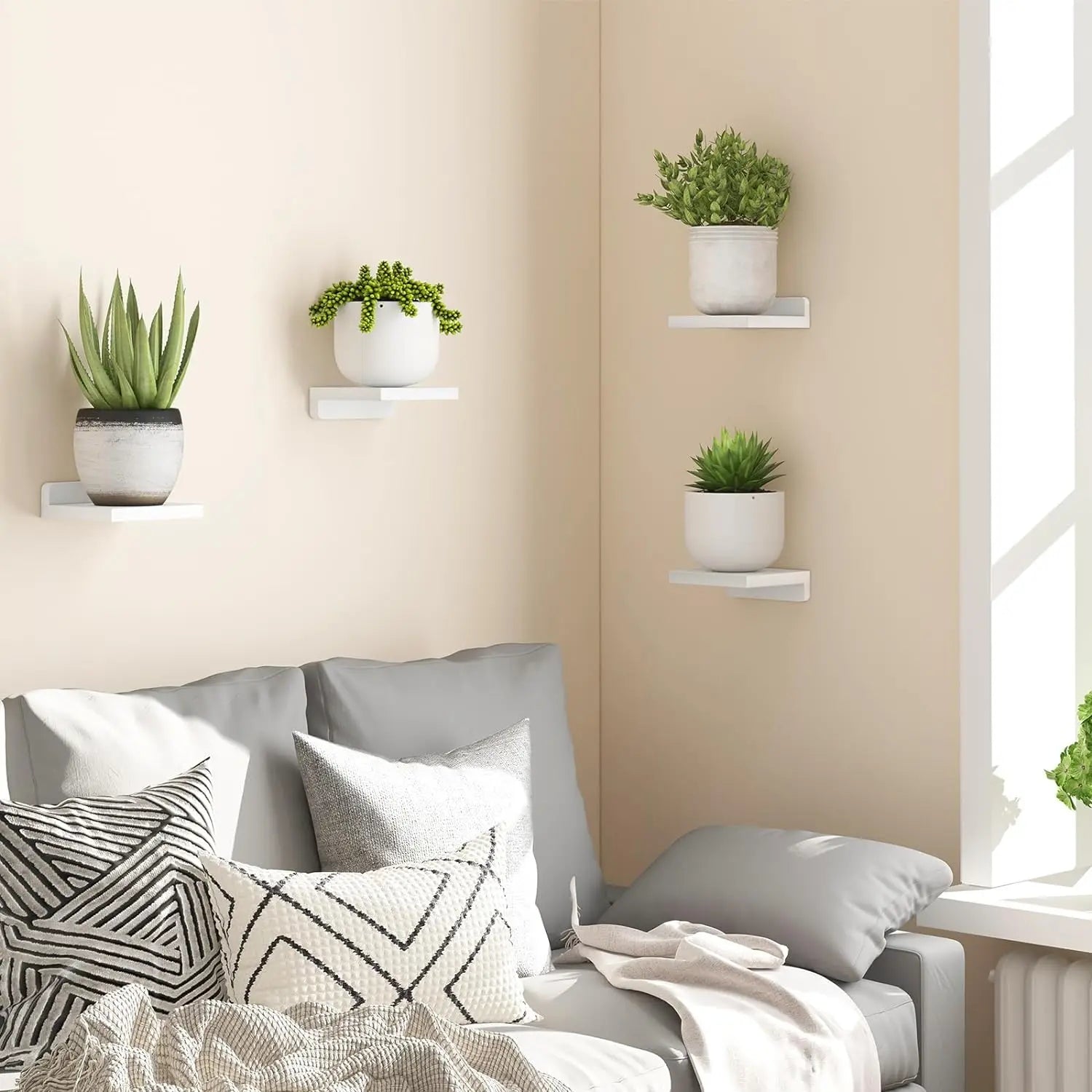 Wood Floating Shelves 5 Inch Display Ledges 4-Pack