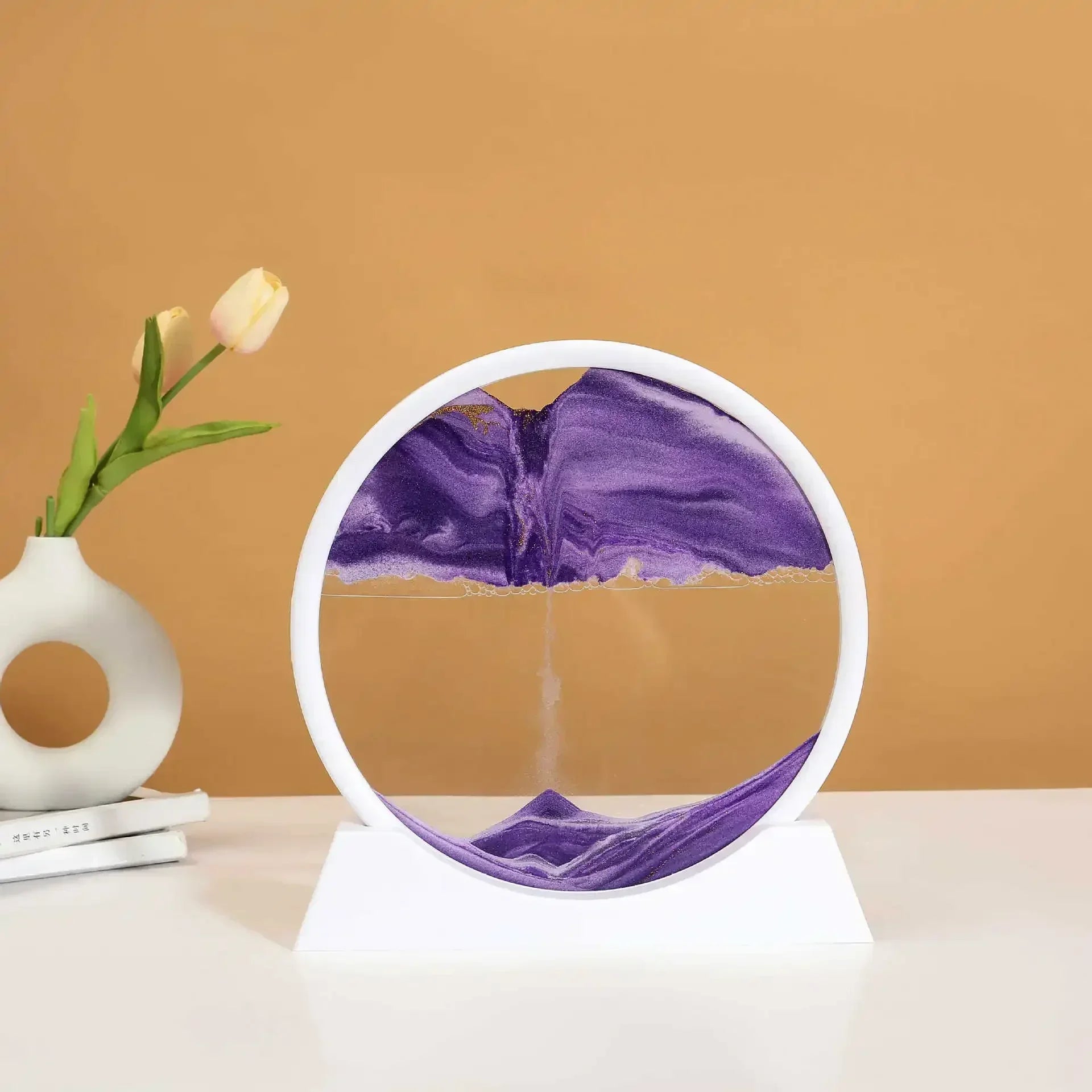 3D Moving Sand Art Round Glass Deep Sea Liquid Hourglass