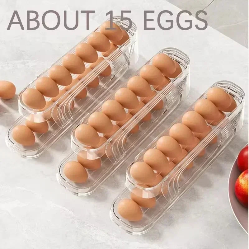 Egg Storage Box Automatic Rolling Dispenser Plastic