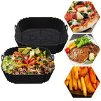 Silicone Air Fryer Pot Tray with Handle, Square Baking Pan