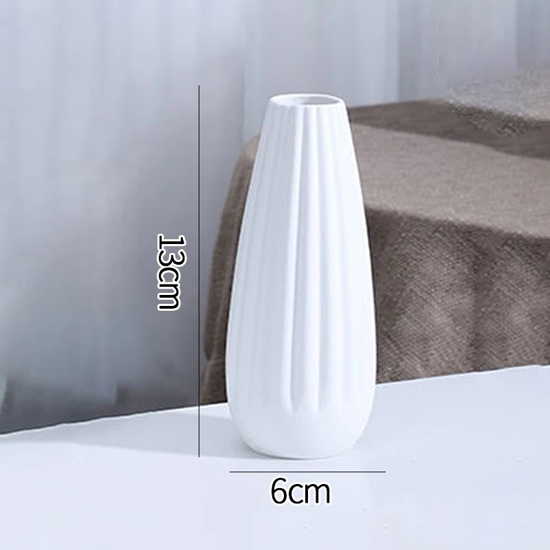 White Ceramic Bud Vase Decorative Nordic Home Decor