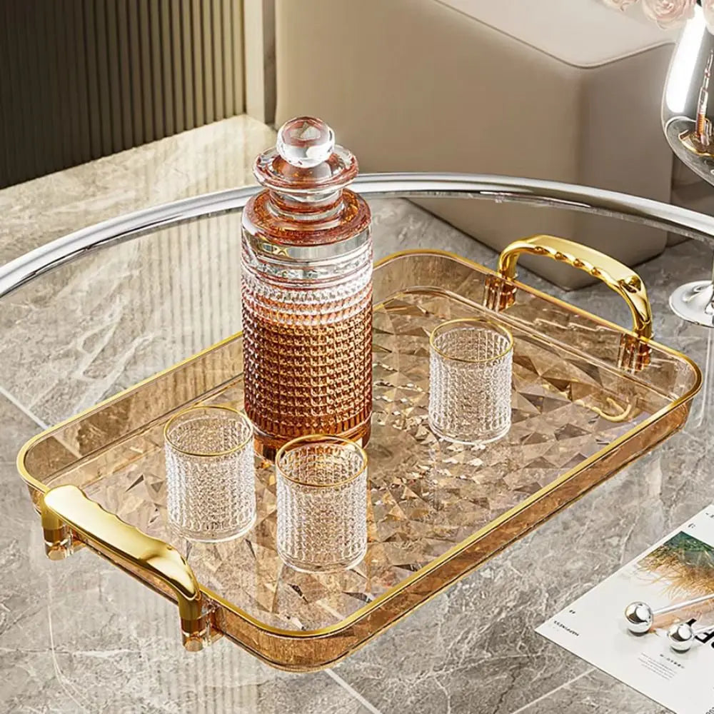 Storage Tray Clear Plastic Double Handle Large Capacity
