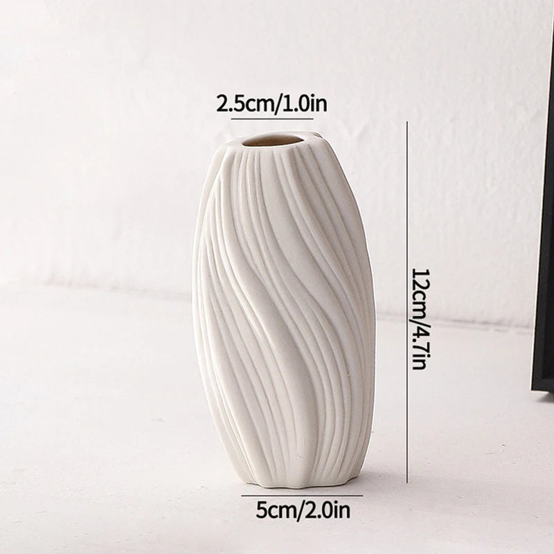 White Ceramic Bud Vase Decorative Nordic Home Decor